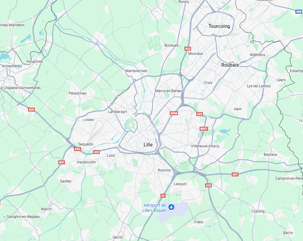 Carte zones desservies Métropole Européenne de Lille
